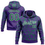 Custom Stitched Purple Kelly Green-White 3D Pattern Design Abstract Network Sports Pullover Sweatshirt Hoodie