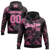 Custom Stitched Black Pink-White 3D Pattern Design Curve Lines Sports Pullover Sweatshirt Hoodie