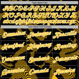 Custom Stitched Black Gold-White 3D Pattern Design Curve Lines Sports Pullover Sweatshirt Hoodie