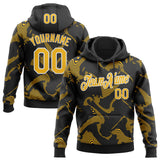 Custom Stitched Black Gold-White 3D Pattern Design Curve Lines Sports Pullover Sweatshirt Hoodie