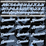 Custom Stitched Black Light Blue-White 3D Pattern Design Curve Lines Sports Pullover Sweatshirt Hoodie