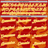 Custom Stitched Red Gold-White 3D Pattern Design Curve Lines Sports Pullover Sweatshirt Hoodie