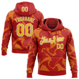Custom Stitched Red Gold-White 3D Pattern Design Curve Lines Sports Pullover Sweatshirt Hoodie