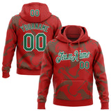 Custom Stitched Red Kelly Green-White 3D Pattern Design Curve Lines Sports Pullover Sweatshirt Hoodie