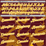 Custom Stitched Burgundy Gold-White 3D Pattern Design Curve Lines Sports Pullover Sweatshirt Hoodie