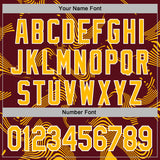 Custom Stitched Burgundy Gold-White 3D Pattern Design Curve Lines Sports Pullover Sweatshirt Hoodie