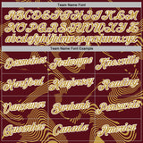 Custom Stitched Burgundy Old Gold-White 3D Pattern Design Curve Lines Sports Pullover Sweatshirt Hoodie