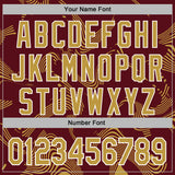 Custom Stitched Burgundy Old Gold-White 3D Pattern Design Curve Lines Sports Pullover Sweatshirt Hoodie