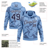 Custom Stitched Light Blue Navy-White 3D Pattern Design Curve Lines Sports Pullover Sweatshirt Hoodie