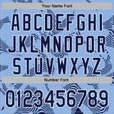 Custom Stitched Light Blue Navy-White 3D Pattern Design Curve Lines Sports Pullover Sweatshirt Hoodie