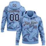 Custom Stitched Light Blue Navy-White 3D Pattern Design Curve Lines Sports Pullover Sweatshirt Hoodie