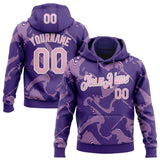 Custom Stitched Purple Light Pink-White 3D Pattern Design Curve Lines Sports Pullover Sweatshirt Hoodie