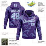 Custom Stitched Purple Light Blue-White 3D Pattern Design Curve Lines Sports Pullover Sweatshirt Hoodie