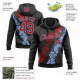Custom Stitched Black Red-White 3D Pattern Design Splash Sports Pullover Sweatshirt Hoodie