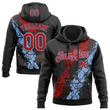 Custom Stitched Black Red-White 3D Pattern Design Splash Sports Pullover Sweatshirt Hoodie
