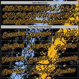 Custom Stitched Black Light Blue-Gold 3D Pattern Design Splash Sports Pullover Sweatshirt Hoodie