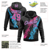 Custom Stitched Black Pink-Sky Blue 3D Pattern Design Splash Sports Pullover Sweatshirt Hoodie