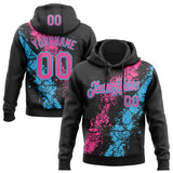 Custom Stitched Black Pink-Sky Blue 3D Pattern Design Splash Sports Pullover Sweatshirt Hoodie