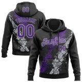 Custom Stitched Black Purple-Gray 3D Pattern Design Splash Sports Pullover Sweatshirt Hoodie