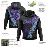 Custom Stitched Black Purple-Light Blue 3D Pattern Design Splash Sports Pullover Sweatshirt Hoodie