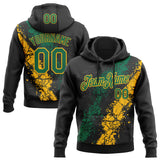 Custom Stitched Black Kelly Green-Gold 3D Pattern Design Splash Sports Pullover Sweatshirt Hoodie
