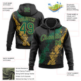 Custom Stitched Black Kelly Green-Old Gold 3D Pattern Design Splash Sports Pullover Sweatshirt Hoodie