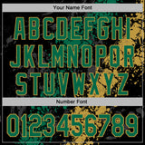 Custom Stitched Black Kelly Green-Old Gold 3D Pattern Design Splash Sports Pullover Sweatshirt Hoodie