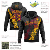 Custom Stitched Black Crimson-Gold 3D Pattern Design Splash Sports Pullover Sweatshirt Hoodie