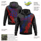 Custom Stitched Black Royal-Red 3D Pattern Design Splash Sports Pullover Sweatshirt Hoodie