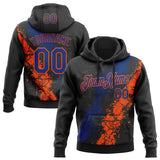 Custom Stitched Black Royal-Orange 3D Pattern Design Splash Sports Pullover Sweatshirt Hoodie