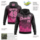 Custom Stitched Black Pink-White 3D Pattern Design Line Sports Pullover Sweatshirt Hoodie