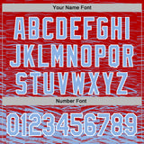 Custom Stitched Red Light Blue-White 3D Pattern Design Line Sports Pullover Sweatshirt Hoodie