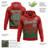 Custom Stitched Red Kelly Green-White 3D Pattern Design Line Sports Pullover Sweatshirt Hoodie