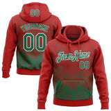 Custom Stitched Red Kelly Green-White 3D Pattern Design Line Sports Pullover Sweatshirt Hoodie