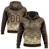 Custom Stitched Brown Cream 3D Pattern Design Line Sports Pullover Sweatshirt Hoodie