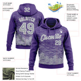 Custom Stitched Purple Gray-White 3D Pattern Design Line Sports Pullover Sweatshirt Hoodie