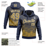 Custom Stitched Navy Old Gold-White 3D Pattern Design Line Sports Pullover Sweatshirt Hoodie