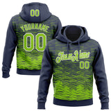 Custom Stitched Navy Neon Green-White 3D Pattern Design Line Sports Pullover Sweatshirt Hoodie