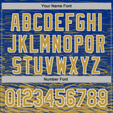 Custom Stitched Royal Old Gold-White 3D Pattern Design Line Sports Pullover Sweatshirt Hoodie