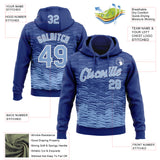 Custom Stitched Royal Light Blue-White 3D Pattern Design Line Sports Pullover Sweatshirt Hoodie