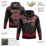 Custom Stitched Black Crimson-Cream 3D Pattern Design Fragment Sports Pullover Sweatshirt Hoodie
