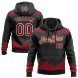 Custom Stitched Black Crimson-Cream 3D Pattern Design Fragment Sports Pullover Sweatshirt Hoodie