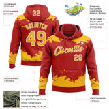 Custom Stitched Red Gold-White 3D Pattern Design Fragment Sports Pullover Sweatshirt Hoodie