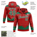 Custom Stitched Red Kelly Green-White 3D Pattern Design Fragment Sports Pullover Sweatshirt Hoodie