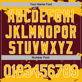 Custom Stitched Burgundy Gold-White 3D Pattern Design Fragment Sports Pullover Sweatshirt Hoodie