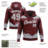 Custom Stitched Burgundy Gray-White 3D Pattern Design Fragment Sports Pullover Sweatshirt Hoodie