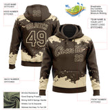 Custom Stitched Brown Cream 3D Pattern Design Fragment Sports Pullover Sweatshirt Hoodie