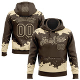 Custom Stitched Brown Cream 3D Pattern Design Fragment Sports Pullover Sweatshirt Hoodie