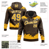 Custom Stitched Brown Gold-White 3D Pattern Design Fragment Sports Pullover Sweatshirt Hoodie