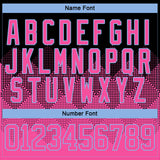 Custom Black Pink-Light Blue 3D Pattern Gradient Square Shapes Hockey Lace Neck Jersey